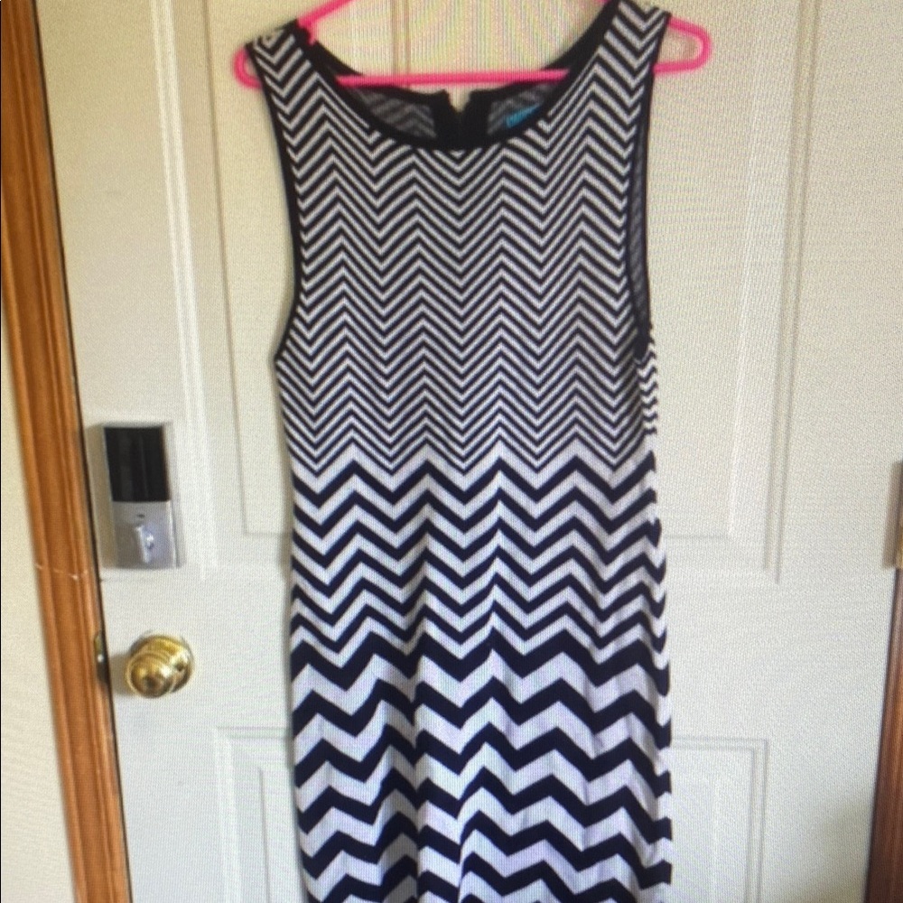 Chevron Patterned Black and White Dress